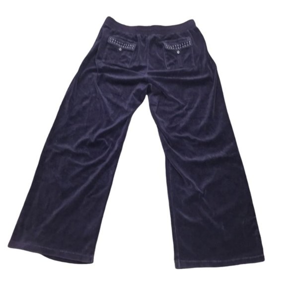 Y2K BcbgMaxazria Purple Velour Track Pants Rhinestone Detail Size 1X Women's - Picture 7 of 8